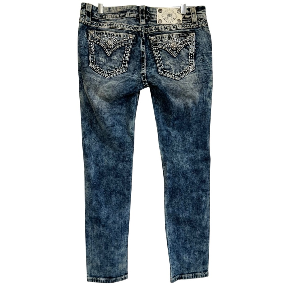 Miss Me Embellished Signature Ankle Skinny Jeans Acid Wash Mid Rise Size 30 Y2K - Picture 3 of 16